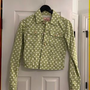 Green and white polka dot jean jacket.   Almost new with no tags.  So cute!!